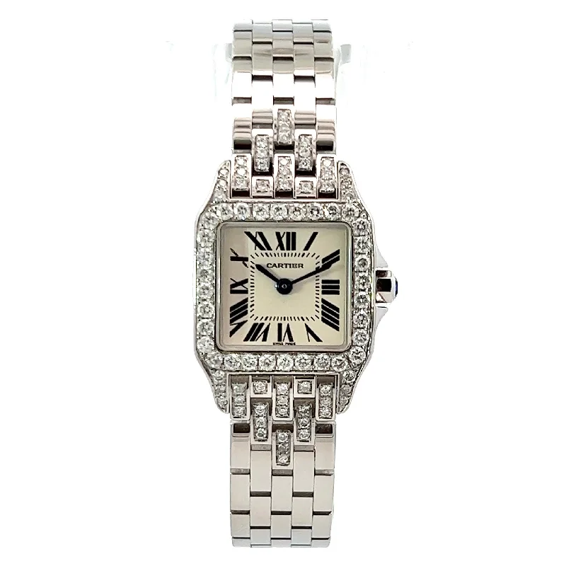 CARTIER SANTOS DEMOISELLE 2698 Quartz 20mm Steel 1.05TCW Diamond Watch