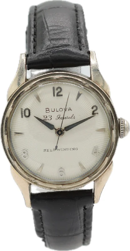 Vintage 31mm 1956 Bulova Sunburst Dial Men's Automatic Wristwatch 10k White RGP