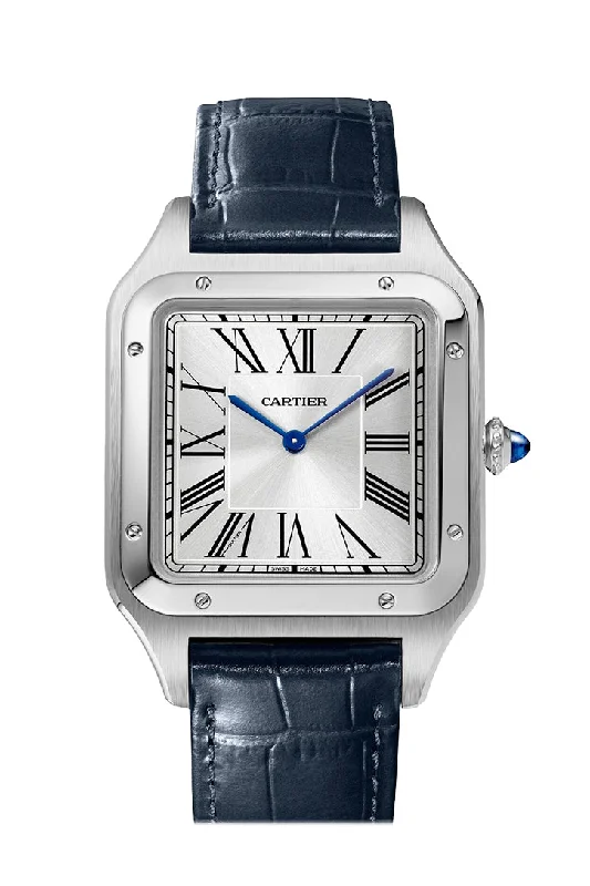 Cartier Santos-Dumont Watch - 46.6 mm x 33.9 mm Steel Case  Silver Dial Watch WSSA0032