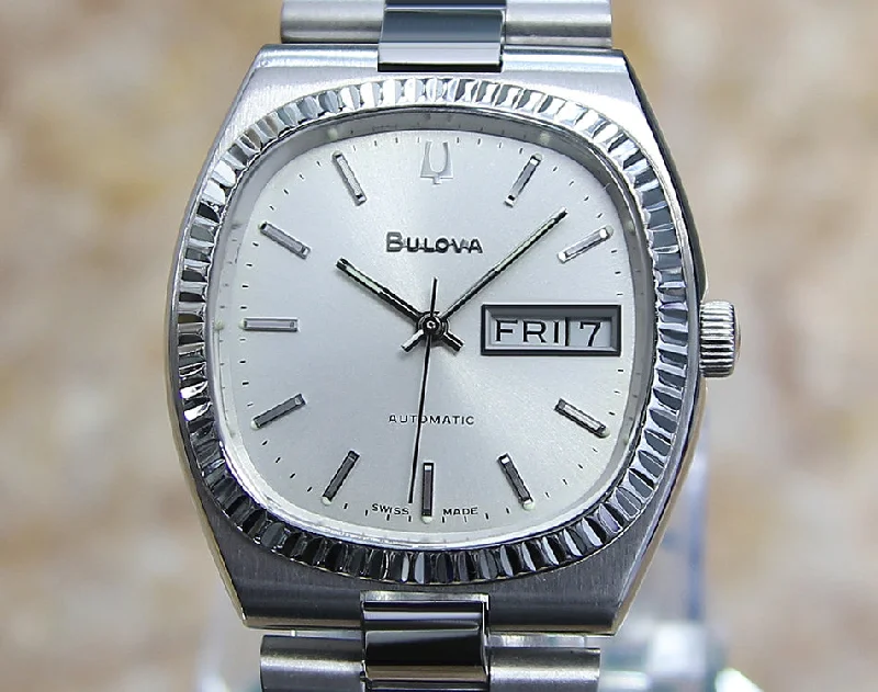 Bulova N9 Swiss Made Day Date Auto Mens 36mm 1975 Watch