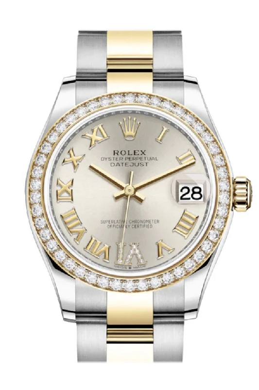 Rolex Datejust 31 Silver VI Diamonds Dial Diamond Bezel Yellow Gold Two Tone Watch 278383RBR 278383