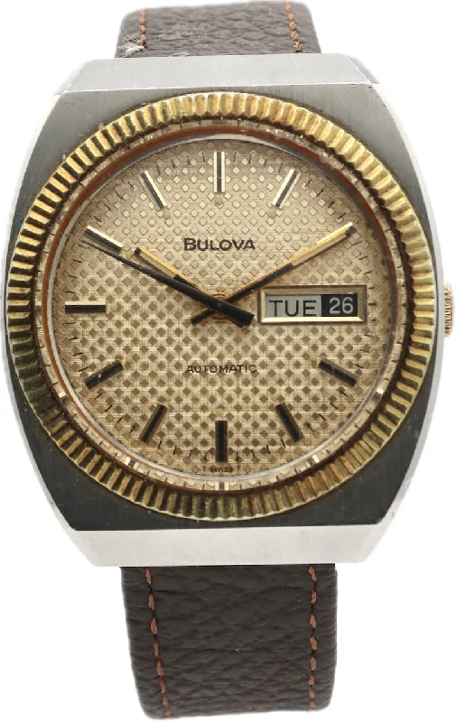 Vintage Bulova Honeycomb Dial Men's Automatic Wristwatch 11BSACB Steel Two Tone