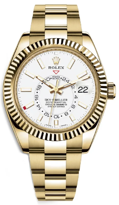 Rolex Sky-Dweller Yellow Gold - White Dial - Oyster Bracelet (Ref# 326938)