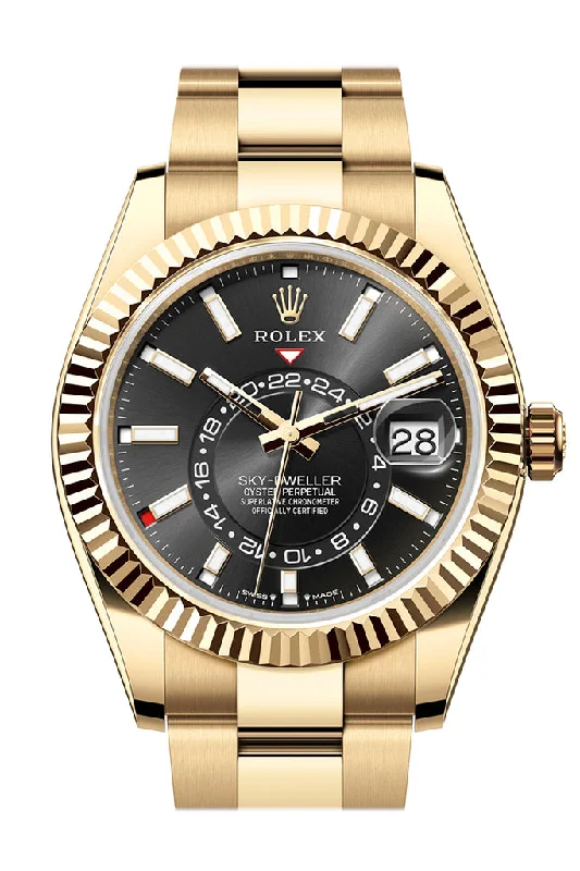 Rolex Sky Dweller 42 Black Dial Yellow Gold Oyster Mens Watch 336938