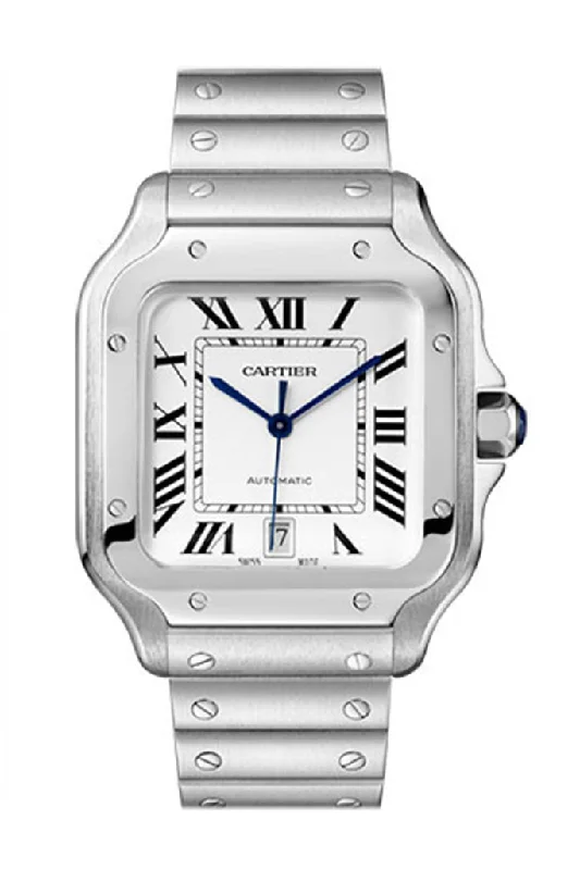 Cartier Santos Silvered Opaline Dial Men's Watch WSSA0018