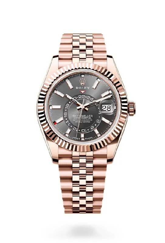 Rolex Sky-Dweller 42mm Rhodium Dial Rose Gold Jubilee Bracelet 336935