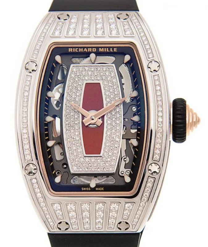 Richard Mille Lady White Gold Medium Set Diamond Jasper Dial RM 07-01