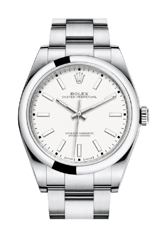 Rolex OYSTER PERPETUAL 39 White Dial Men's Watch 114300