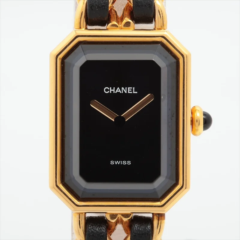 Chanel Première M Black Face Gold Watch