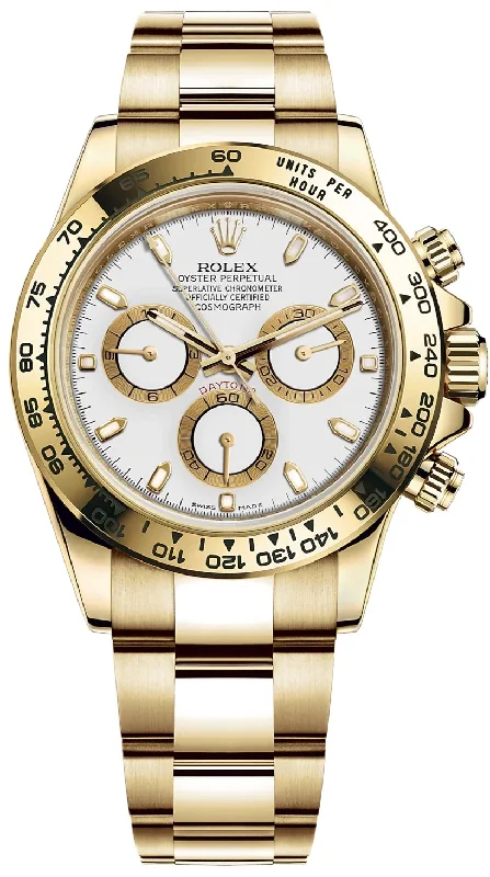 Rolex Yellow Gold Cosmograph Daytona 40 Watch - White Index Dial (Ref # 116508)