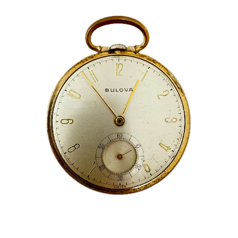 Antique 43mm Bulova 17 Jewel Mechanical Pocket Watch 17AH 10k RGP Running