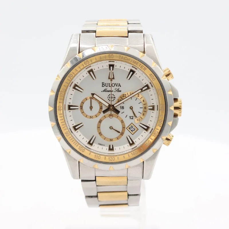 Bulova Marine Star Men's Quartz Chronograph Wristwatch Japan Steel & Gold Tone