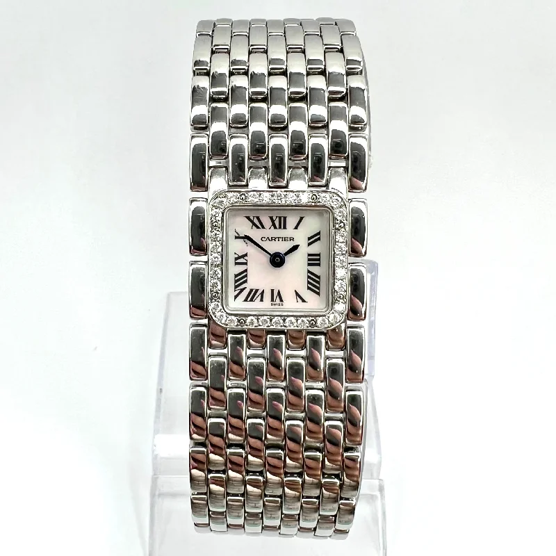 CARTIER Panthere RUBAN Quartz 21mm Steel 0.27TCW DIAMOND Watch