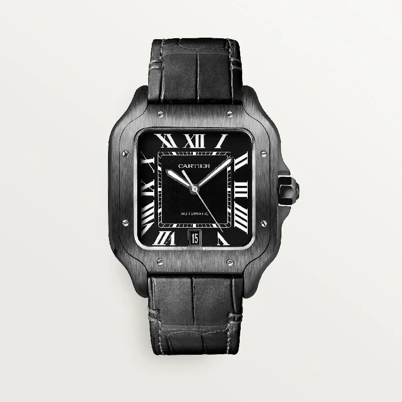 Cartier Santos De 39.8 mm WSSA0039 Black Dial Rubber