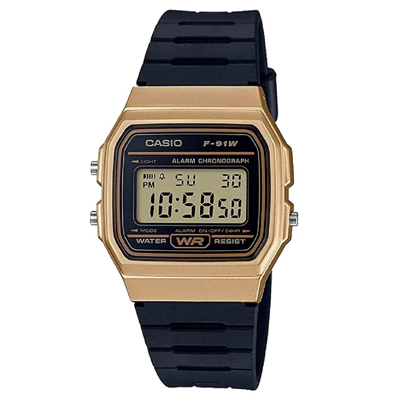 Casio Watch Classic Sports Digital Black/Gold F-91WM-9ADF