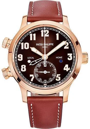 Patek Philippe 37.5mm Complications Calatrava Pilot Travel Time - 37.5mm - Rose Gold - Brown Sunburst Dial Brown Dial 7234R