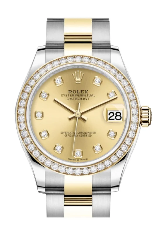 Rolex Datejust 31 Champagne Diamonds Dial Diamond Bezel Yellow Gold Two Tone Watch 278383RBR 278383