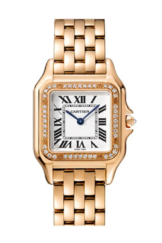 Cartier Panther Midsize Silver Dial 18kt Rose Gold Ladies Watch WJPN0009