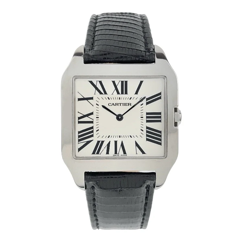 Cartier Santos Dumont 18k White Gold White Dial 35mm Manual Wind Mens Watch 2651