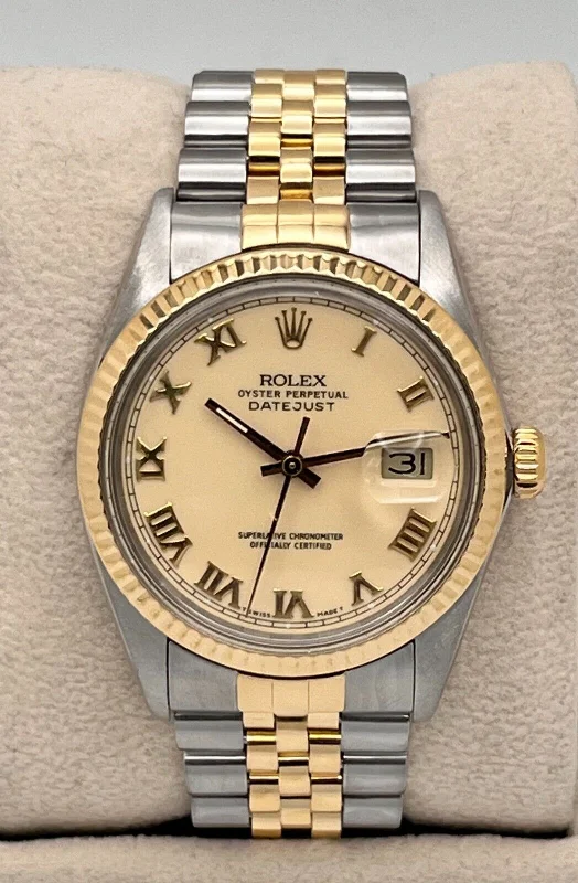 Rolex Datejust 16013 36mm Cream Roman Dial 18K Yellow Gold Stainless Steel