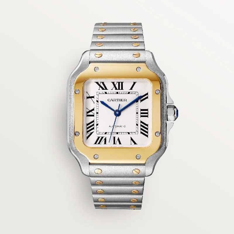 Cartier Santos De 35.1 mm W2SA0016 Silvered Opaline Dial Steel