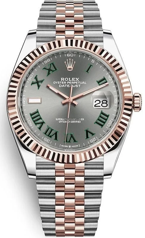 Rolex Datejust 41 Two-Tone Stainless Steel and Rose Gold - Grey Slate Roman Wimbledon - Fluted Bezel - Jubilee Bracelet (Ref#126331)