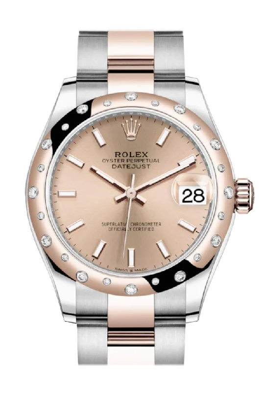 Rolex Datejust 31 RosŽ colour Index Dial Diamond Bezel Rose Gold Two Tone Watch 278341RBR 278341