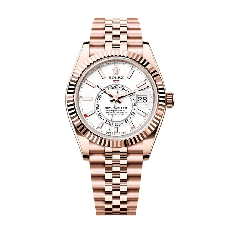 Rolex Sky-Dweller 42mm White Dial Rose Gold Jubilee Bracelet 336935