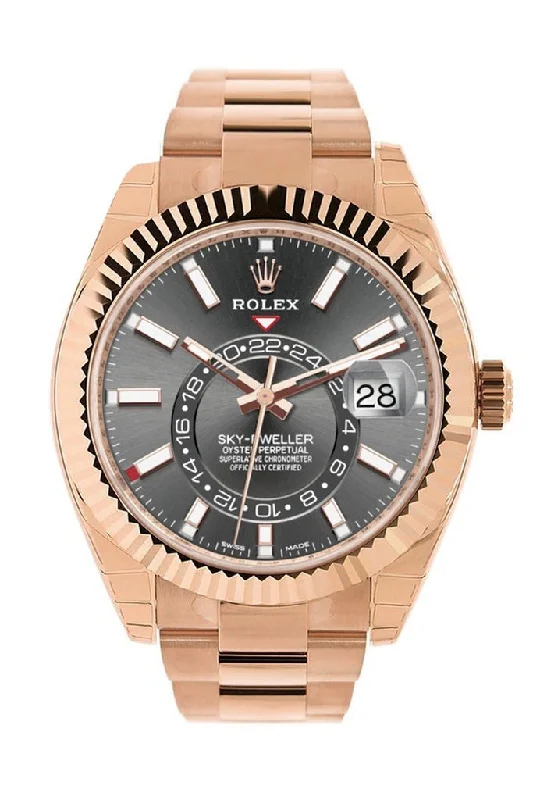 Rolex Sky Dweller Dark Slate Dial 18kt Everose Gold Men's Watch 326935