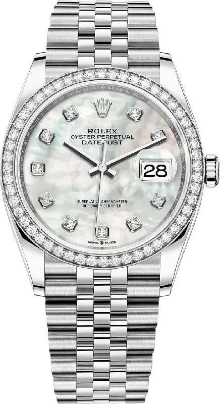 Rolex Datejust 36 Mother of Pearl Diamond Dial Diamond Bezel steel - 36mm Jubilee Bracelet (Reference #126284rbr)