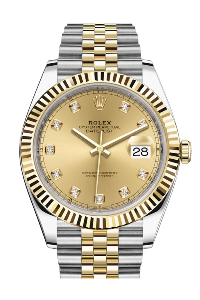 Rolex Datejust 41 Champagne Diamond Dial Steel & Yellow Gold 126333