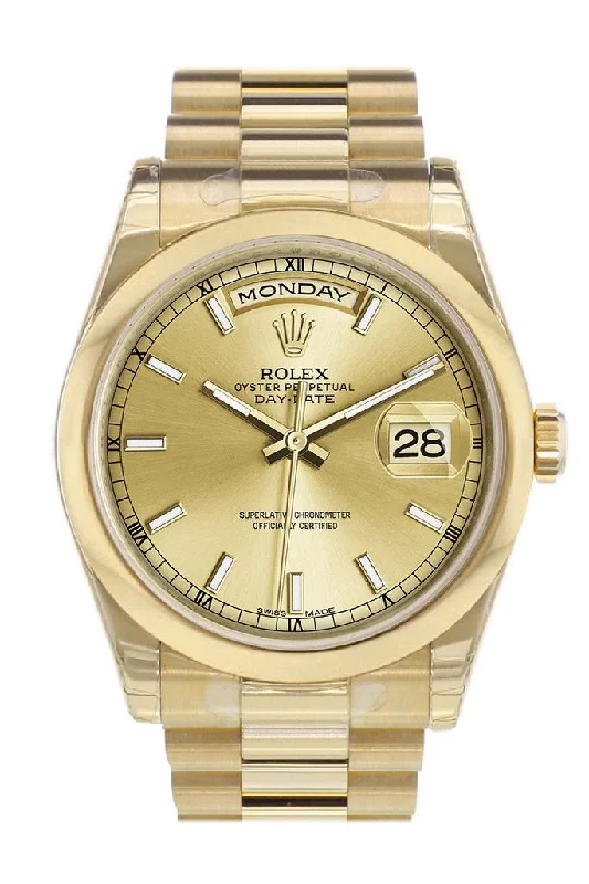 Rolex Day-Date 36 Champagne Dial President Yellow Gold Watch 118208