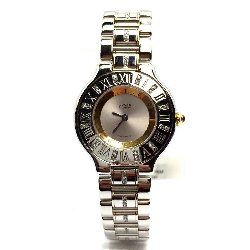 MUST DE CARTIER 21 Quartz 2 Tone 31mm Diamond Watch