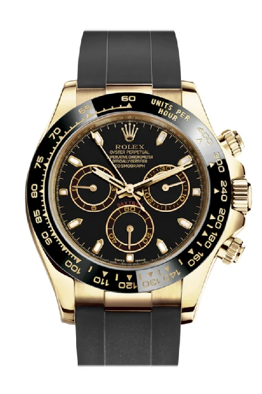 Rolex Cosmograph Daytona Black Dial Oysterflex Strap Mens Yellow Watch116518LN 116518