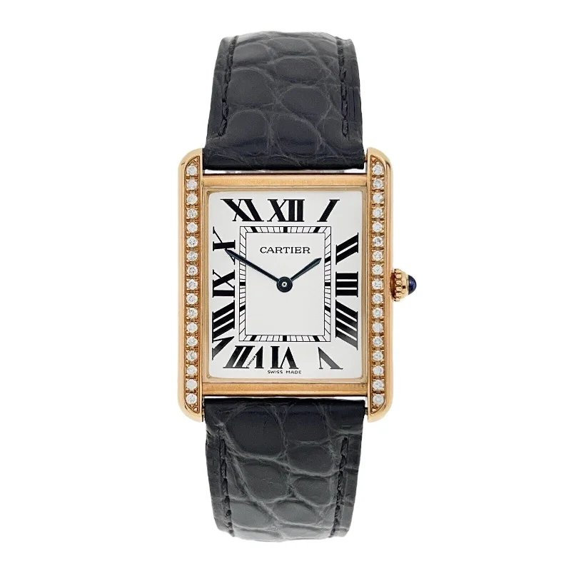 Cartier Tank Solo 18k Yellow Gold Diamond Bezel W5200004