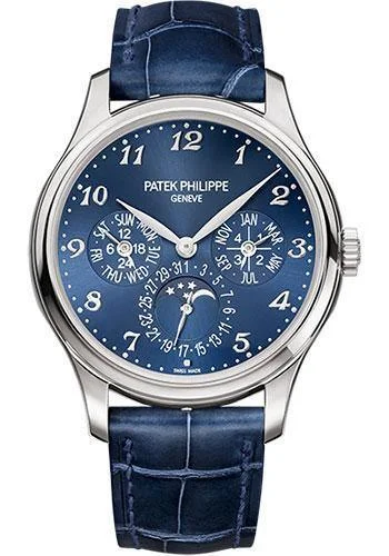 Patek Philippe 39mm Men Grand Complications Perpetual Calender Moonphase Watch Blue Dial 5327G