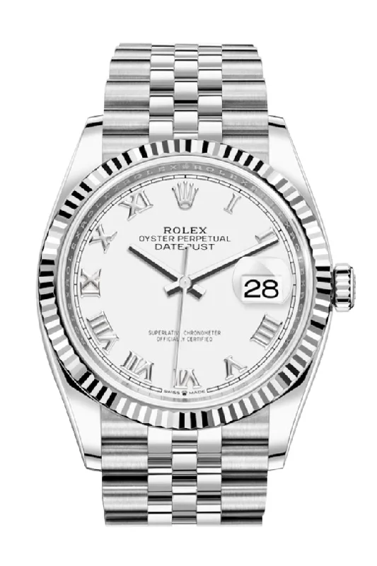 Rolex Datejust 36 White Roman Dial Automatic Jubilee Watch 126234