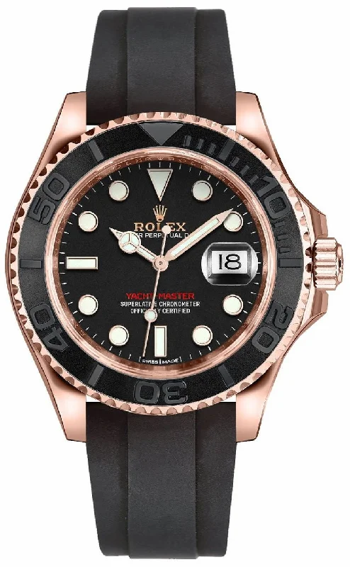 Rolex Yacht-Master 37mm Rose Gold - Black Dial - Oysterflex Strap (Ref# 268655)