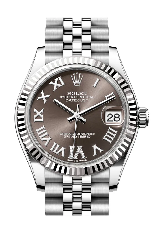 Rolex Datejust 31 Brown Roman Dial Dial Fluted Bezel Jubilee Ladies Watch 278274 278274-0028