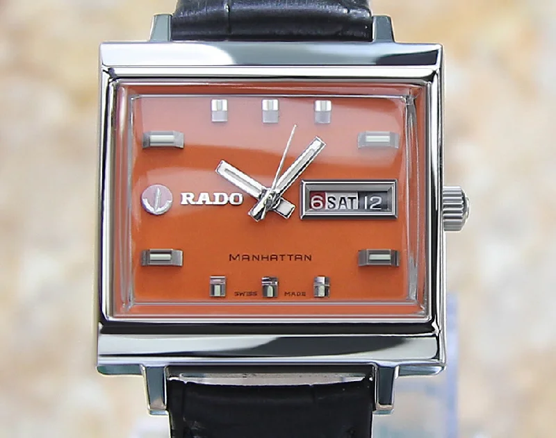 Rado Manhattan Swiss Mens 35mm Vintage 1970 SS Auto Watch