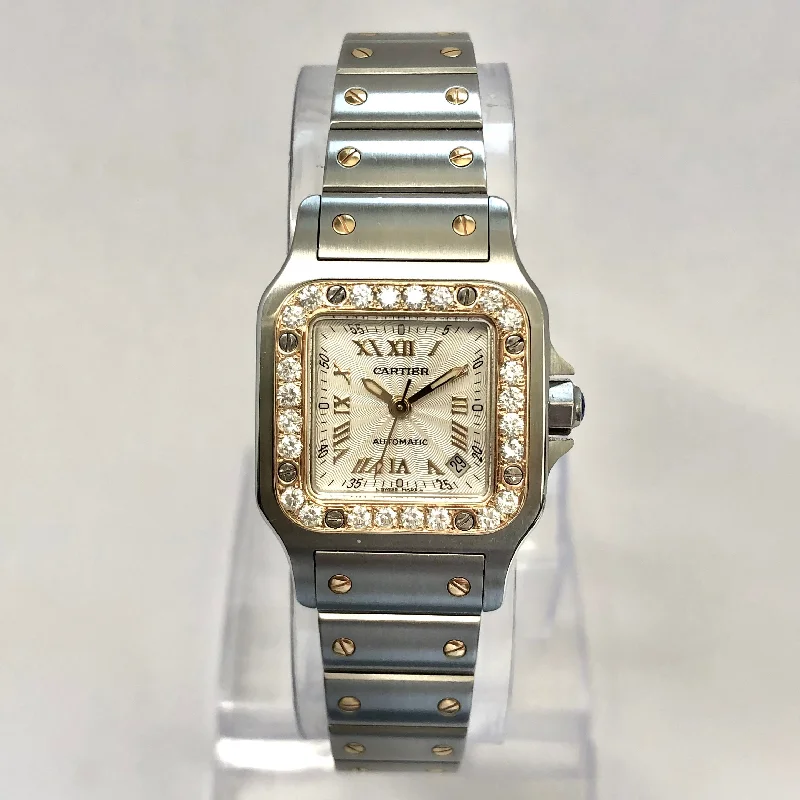 CARTIER SANTOS GALBEE 24mm Automatic 2 Tone 0.69TCW Diamond Watch NEW Model