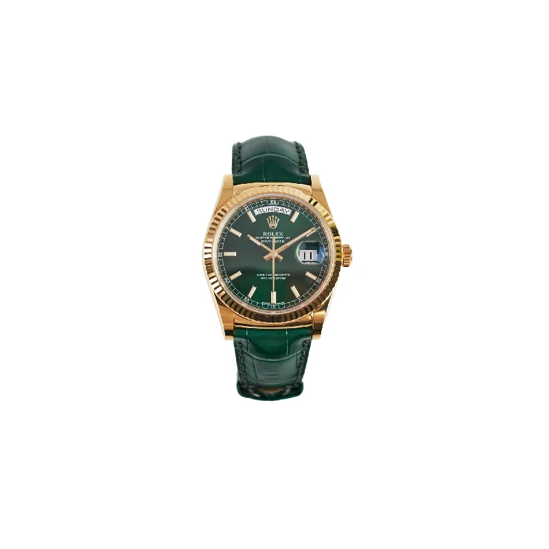 Rolex Day-Date 36mm Gold/Green Ombre Watch 118138 (2014)