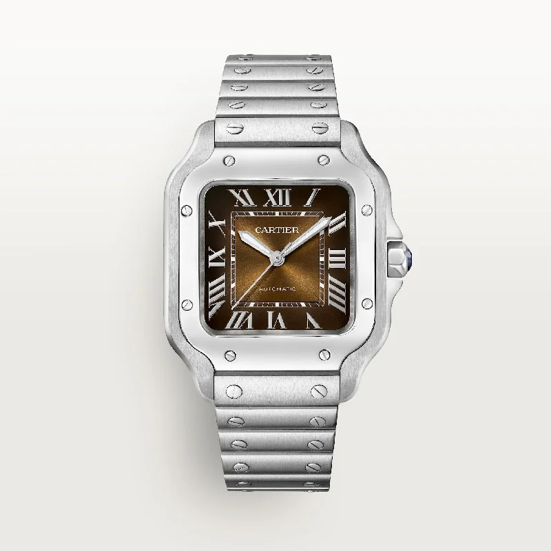 Cartier Santos De 35.1 mm WSSA0065 Brown Sunray-Brushed Dial Steel