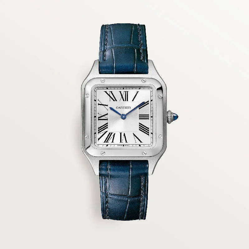 Cartier Santos-Dumont 38 mm WSSA0023 Satin-Brushed Silver D Leather