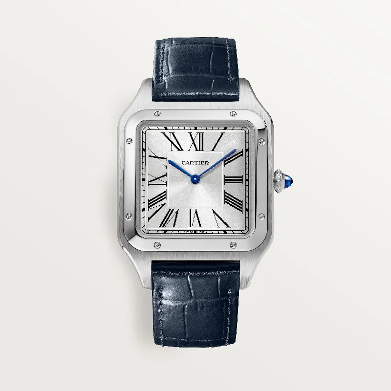 Cartier Santos-Dumont 46.6 mm WSSA0032 Silver Satin-Finish D Leather