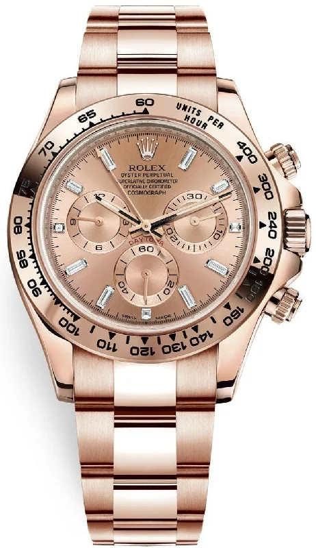 Rolex Daytona Everose Gold Rose Diamond Baguette 40mm Dial Oyster Bracelet Ref# (116505)