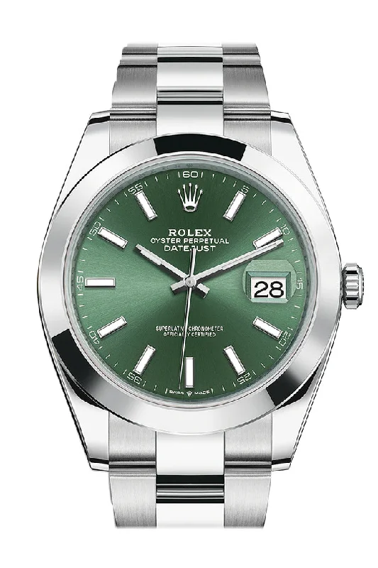 Rolex Datejust 41 Green Stick Dial Oyster Men's Watch 126300 126300-0019