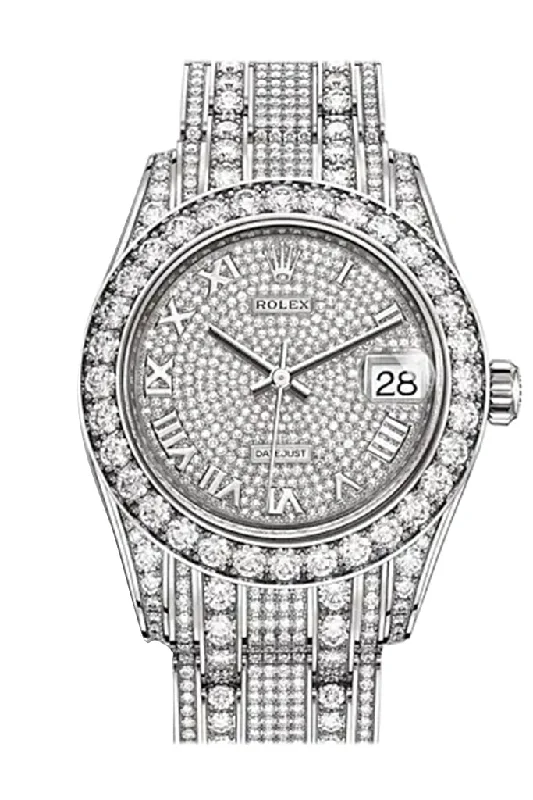 Rolex Pearlmaster 34 Diamond Pave Dial Pearlmaster Bracelet White Gold Watch 81405RBR