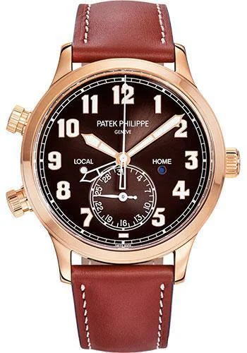 Patek Philippe 42mm Complications Calatrava Pilot Travel Time - 42mm - Rose Gold - Brown Sunburst Dial Brown Dial 5524R