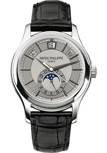 Patek Philippe 40mm Annual Calendar Compicated Watch Rhodium Dial 5205G